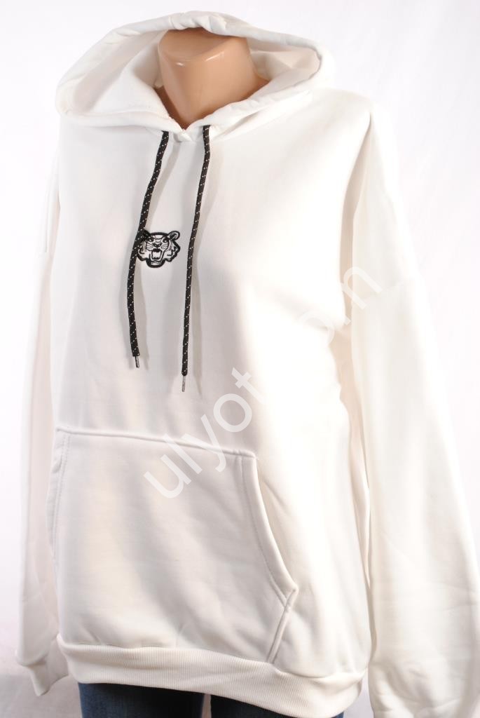 ТОЛСТОВКА С ТИГРОМ (S-XL) БЕЛЫЙ ФЛИС 
