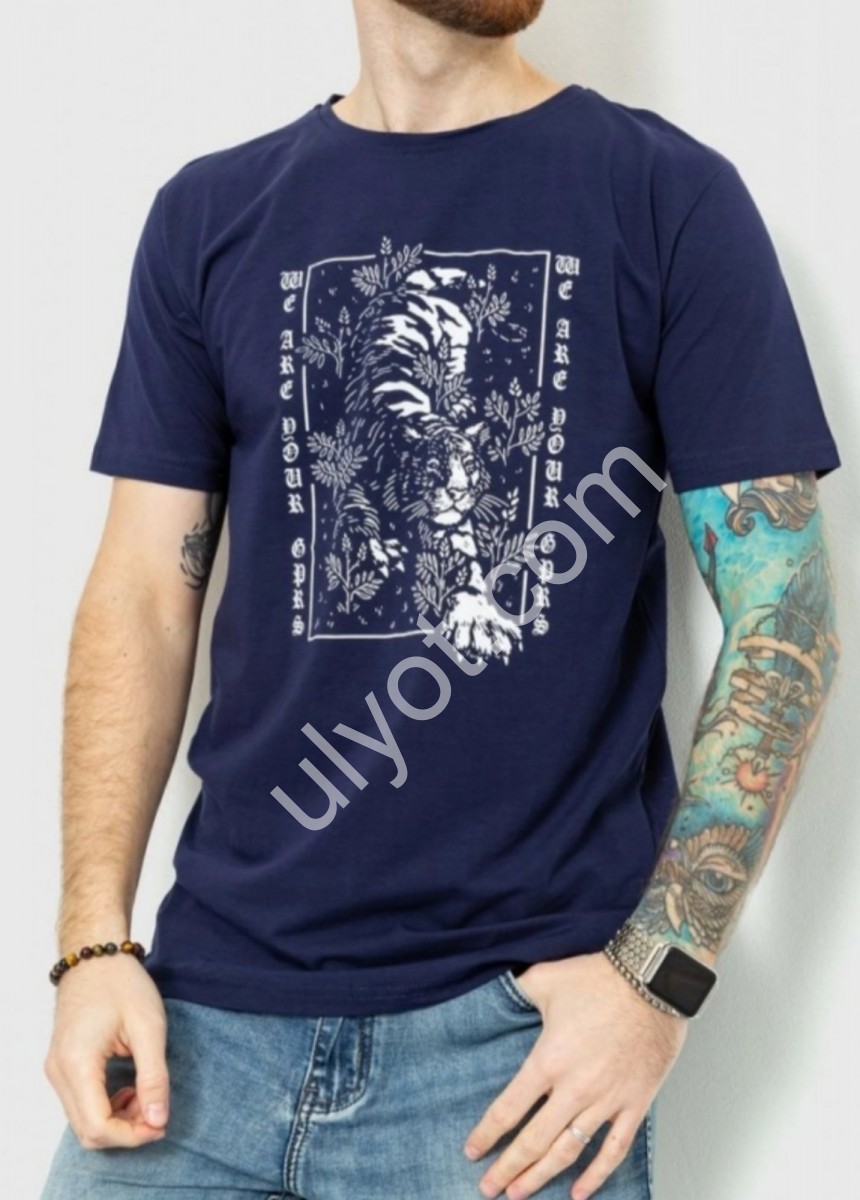 ФУТБОЛКА ПРИНТ (2XL-6XL) Т.СИНИЙ 
