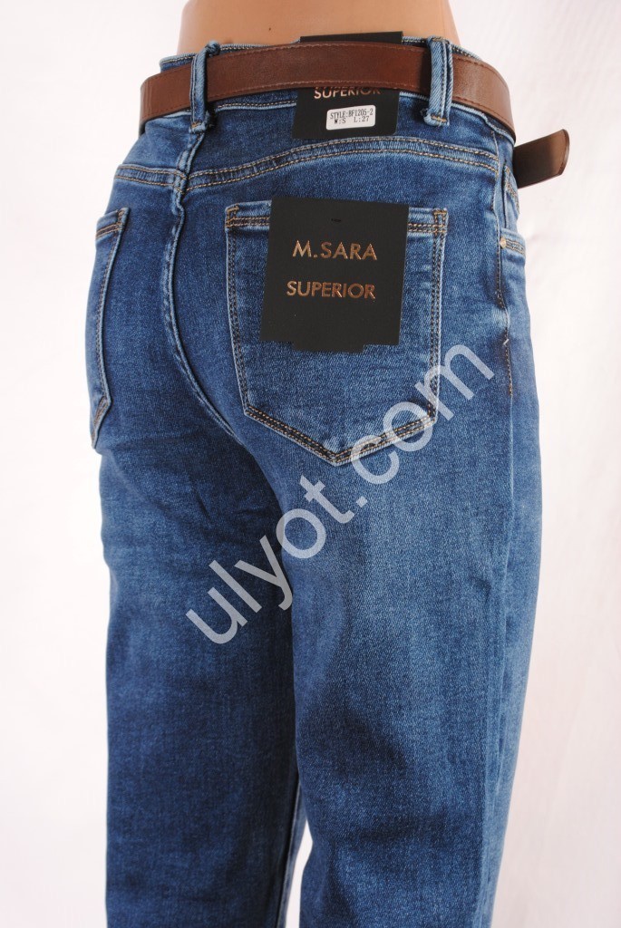 ДЖИНСЫ M.SARA (XS-XL(2S)) СИНИЙ 1205-2