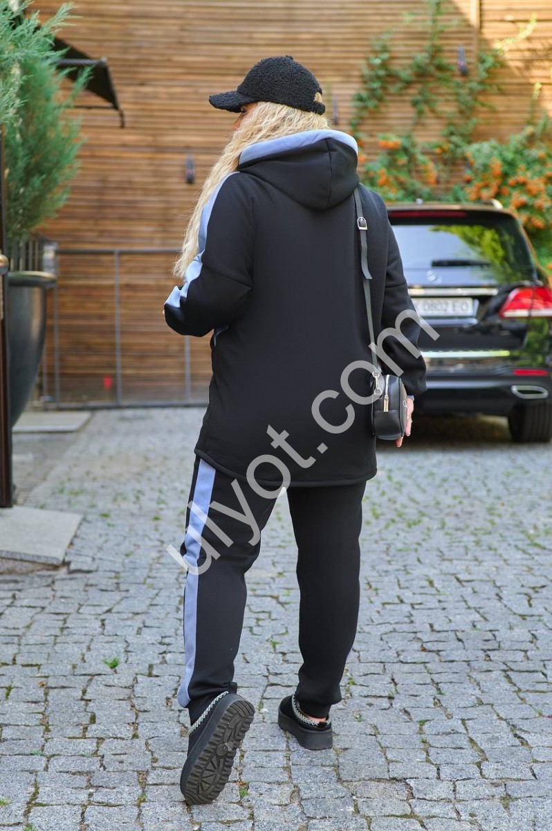 Фото 1 КОСТЮМ (48/50-56/58) Т.ПУДРА+ЧЕРНЫЙ ФЛИС 1043