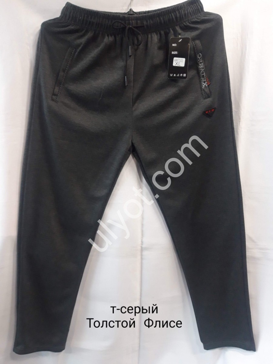 СПОРТ.ШТАНЫ (M-3XL) ПРЯМОЙ Т.СЕРЫЙ ФЛИС 2070