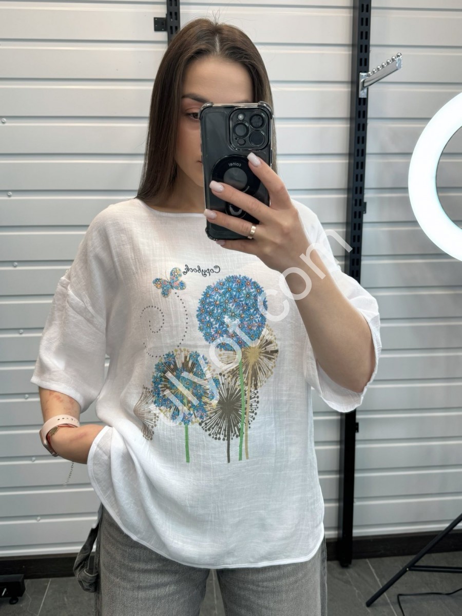 ФУТБОЛКА ОДУВАНЧИКИ (XL-4XL) БЕЛЫЙ 3306