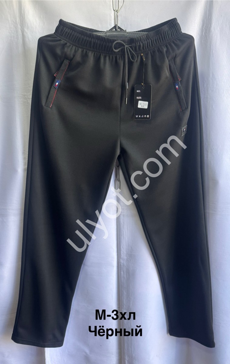 СПОРТ.ШТАНЫ (M-3XL) ПРЯМОЙ ЧЕРНЫЙ 7115