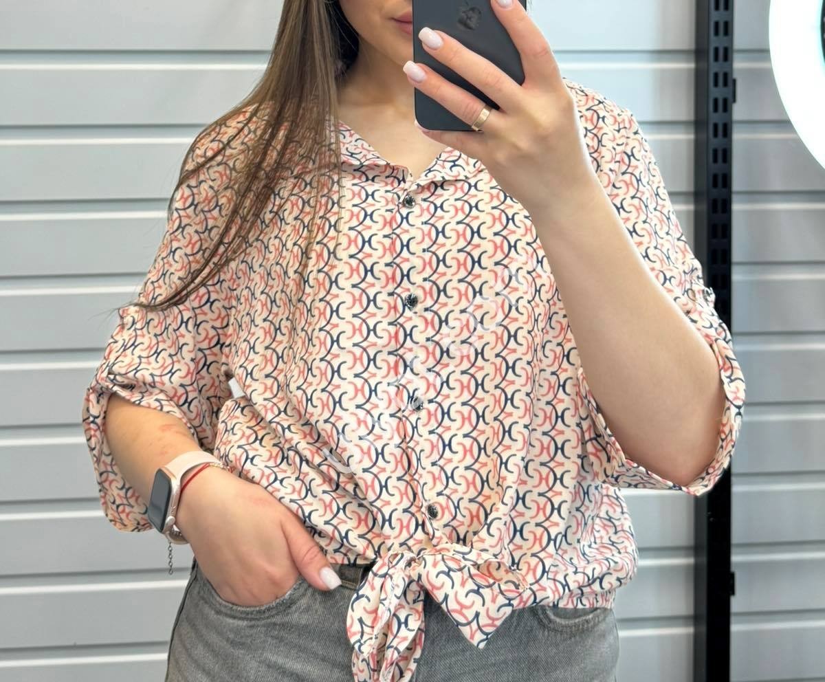БЛУЗКА JJF (XL-4XL) СВ.ПУДРА 8808