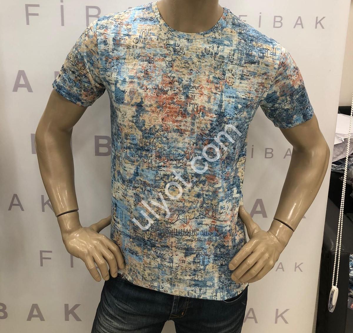 ФУТБОЛКА (M-2XL) ПІСочНИЙ+БЛАКИТНИЙ 4011