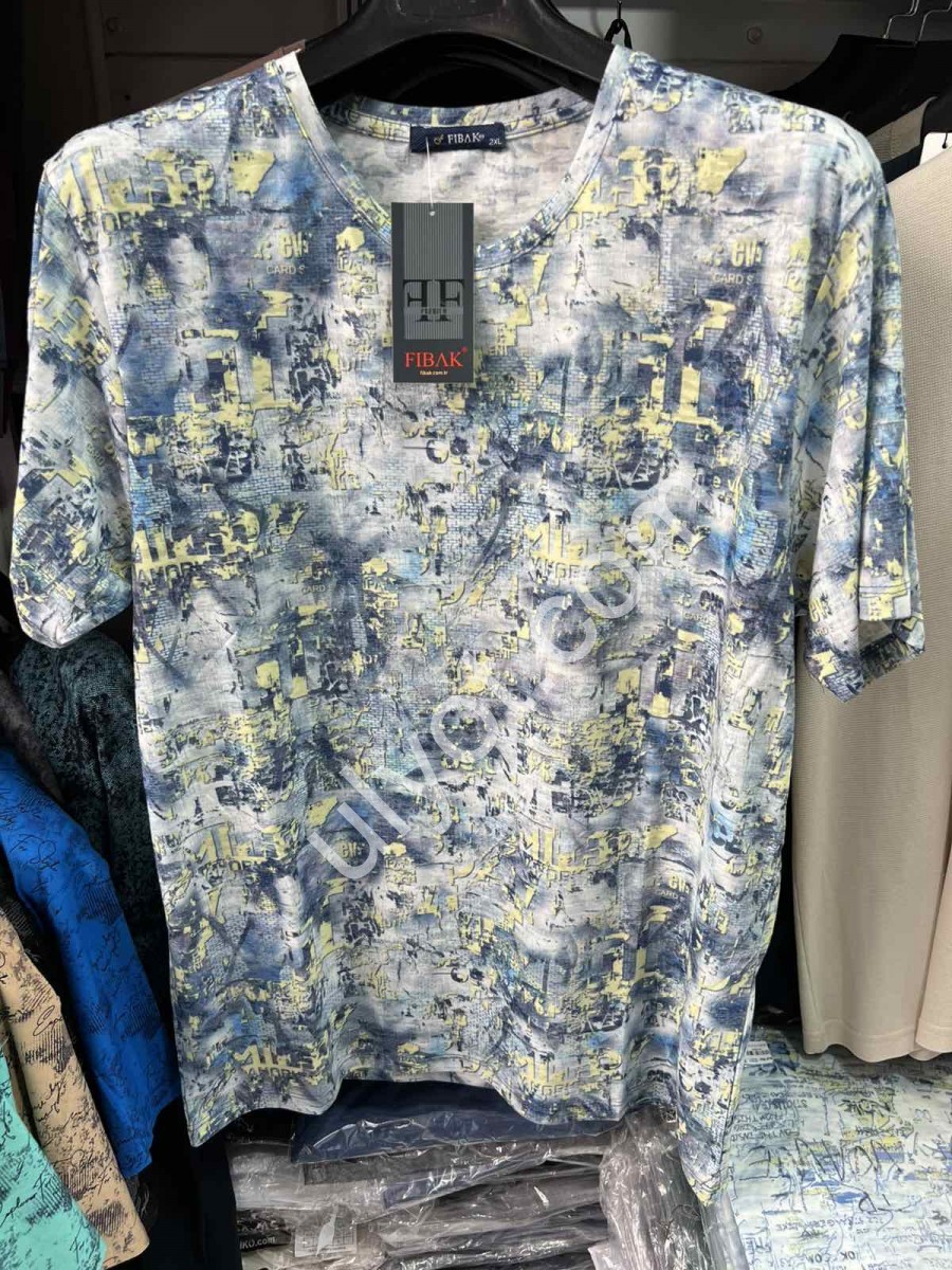 ФУТБОЛКА (2XL-5XL) СВ.СІРИЙ+ЖОВТИЙ 8566