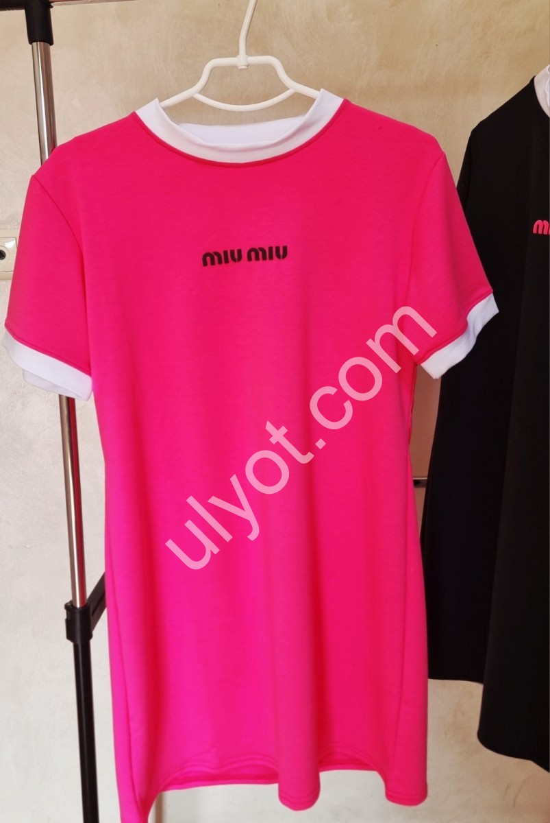 ПЛАТЬЕ-ФУТБОЛКА MIU40 (OVER SIZE) РОЗОВЫЙ 2523