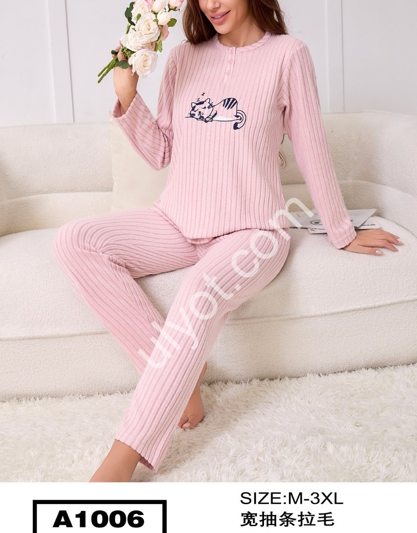 ПИЖАМА КОТ (M-3XL) РОЗОВЫЙ A1006
