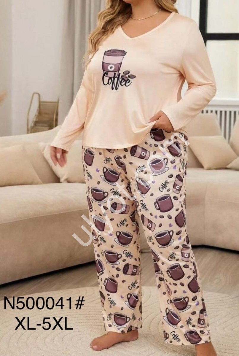 ПИЖАМА COFFEE (XL-5XL) БЕЖ 500041