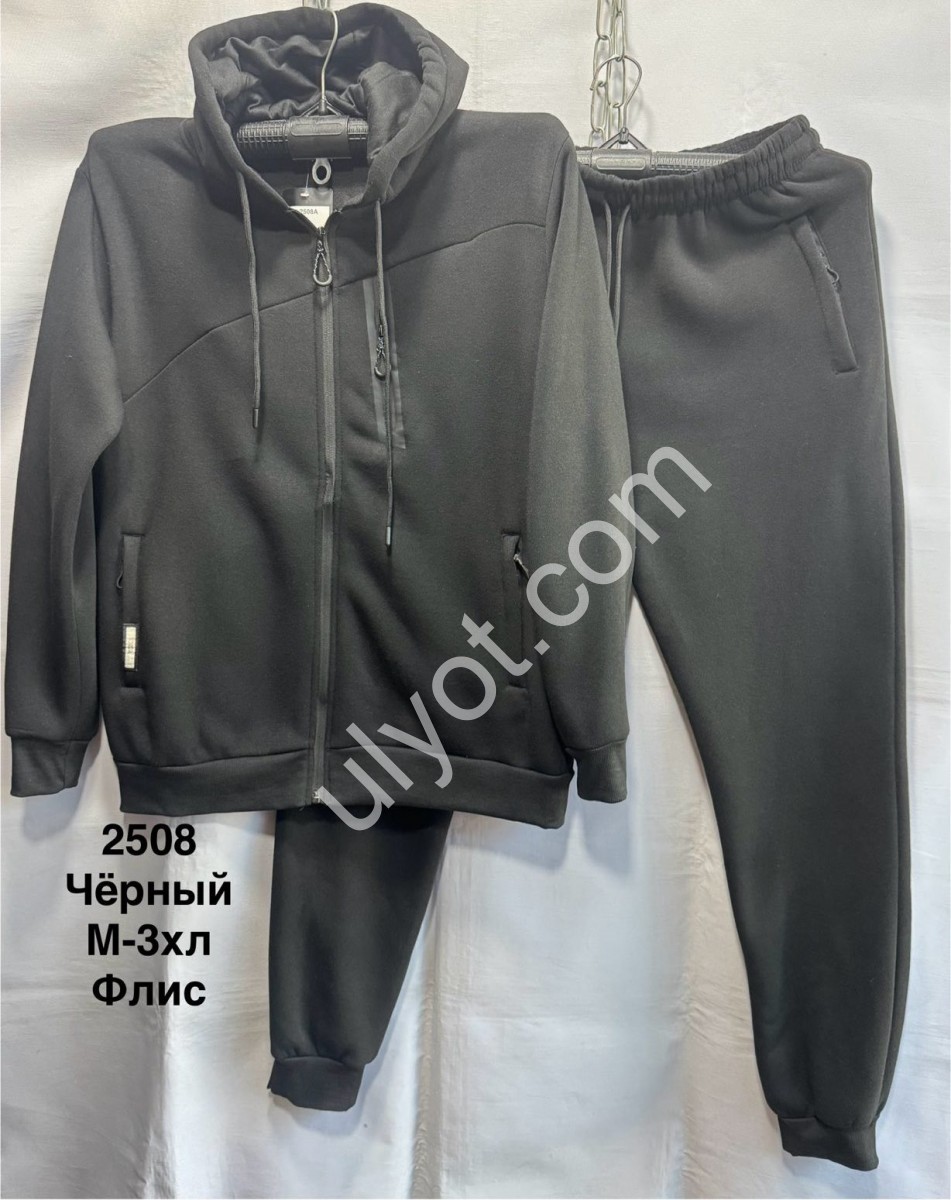 СПОРТ.КОСТЮМ (M-3XL) ФЛІС МАНЖЕТ ЧОРНИЙ 2058