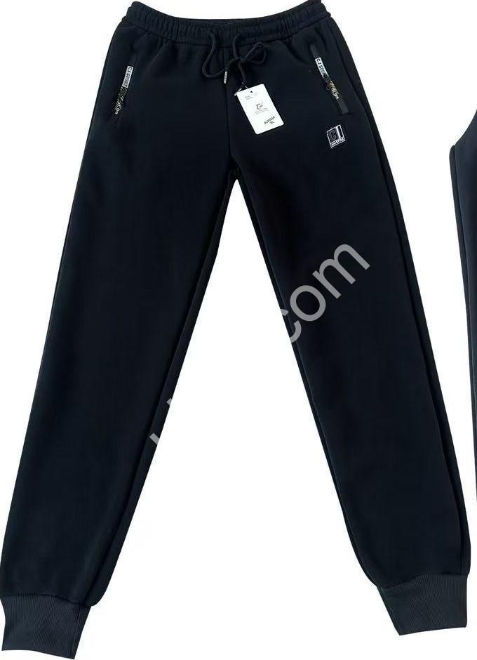 СПОРТ.ШТАНЫ (XL-5XL) ФЛИС МАНЖЕТ ЧЕРНЫЙ 0021