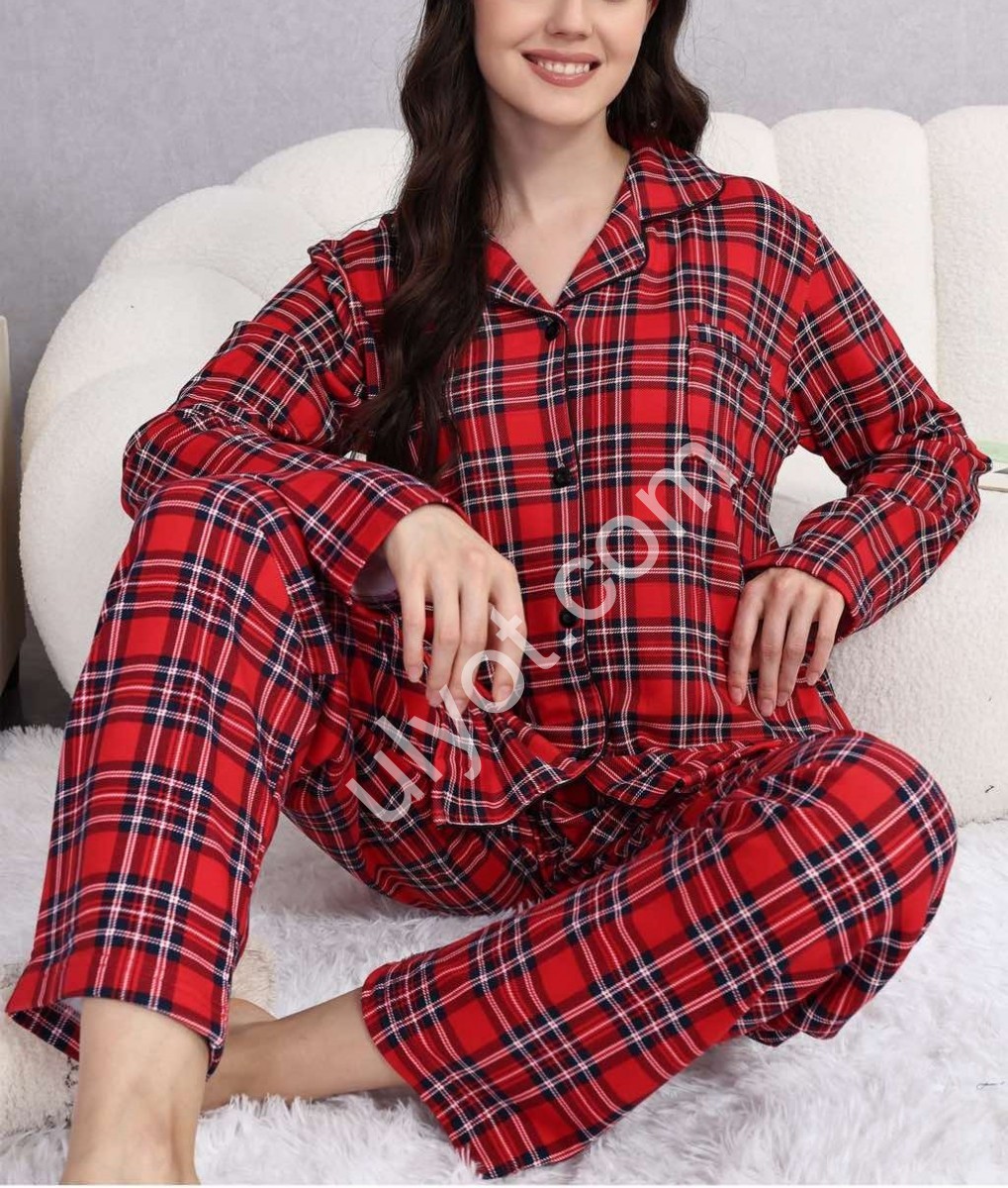 ПИЖАМА КЛЕТКА (M-3XL) КРАСНЫЙ 70185