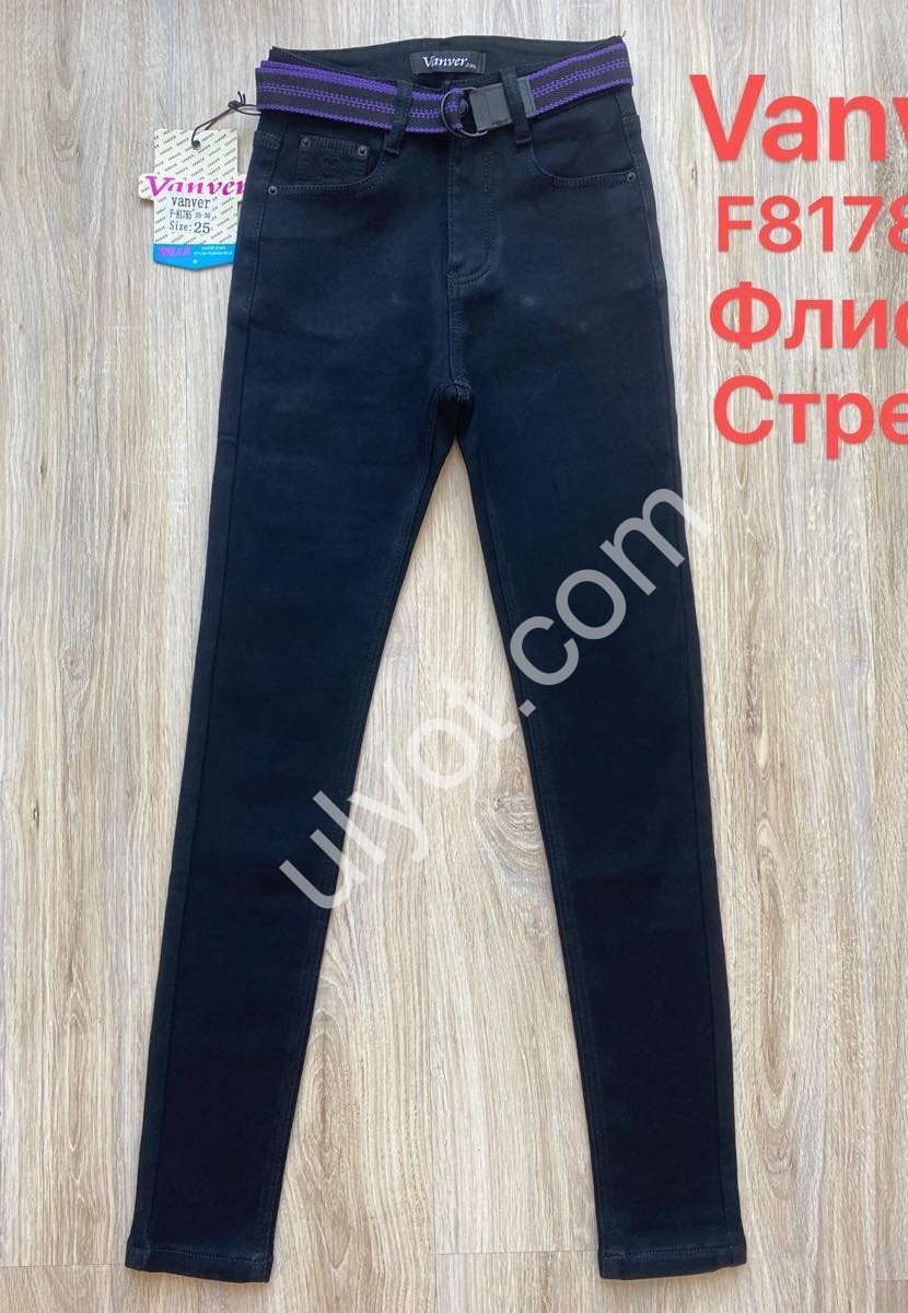 ДЖИНСЫ VANVER (25-30) ФЛИС ЧЕРНЫЙ F81785