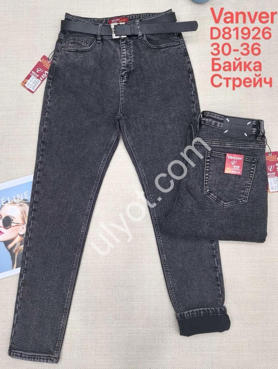 ДЖИНСЫ VANVER (30-36) БАЙКА ГРАФИТ D81926