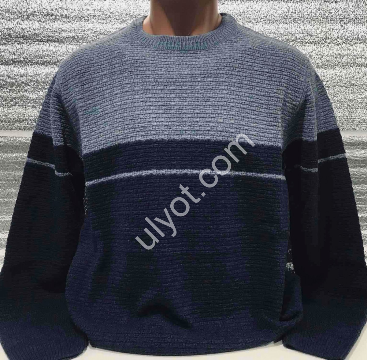 СВІТЕР CASHMERE (L-2XL) СІРИЙ+Т.СИНІЙ 12160
