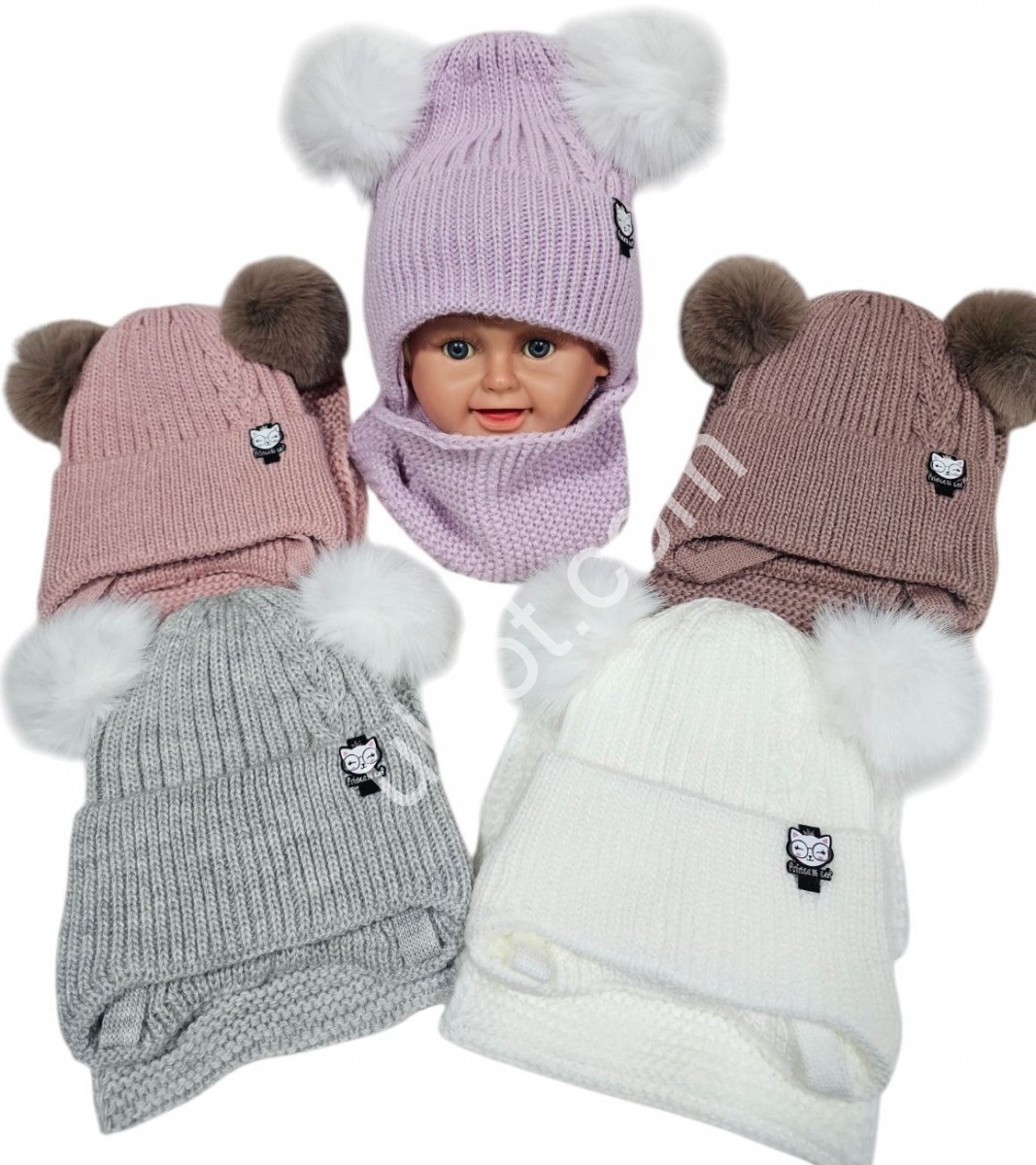 Фото 1 ШАПКА+ХОМУТ-2 (ONE SIZE 48-50) ФЛИС МИКС 