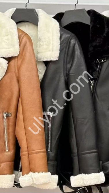 ДУБЛЕНКА (S-XL) ЧЕРНЫЙ + МЕХ БЕЛЫЙ 818