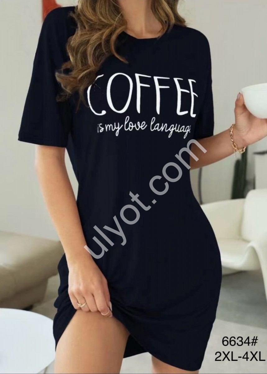 ТУНИКА КОФЕ (2XL-4XL) ЧЕРНЫЙ 6634