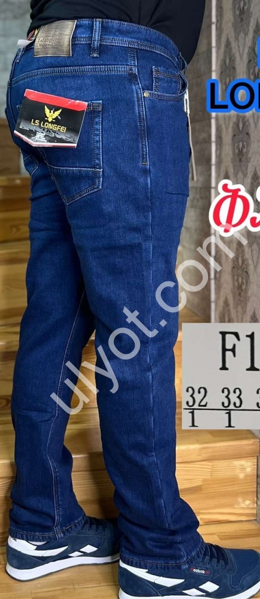 ДЖИНСИ LONGFEI (32-40) ФЛІС СИНІЙ F1073B