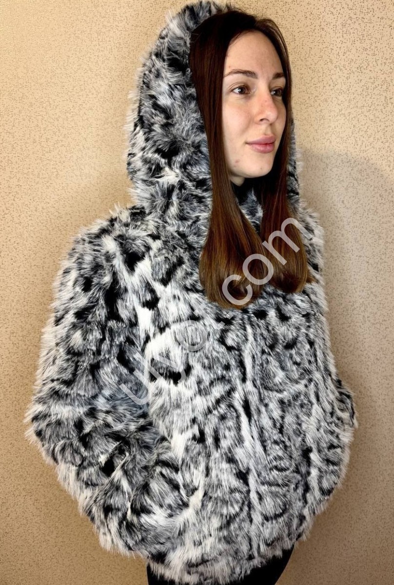 ПОЛУШУБОК (M-XL) БЕЛЫЙ+ЧЕРНЫЙ 