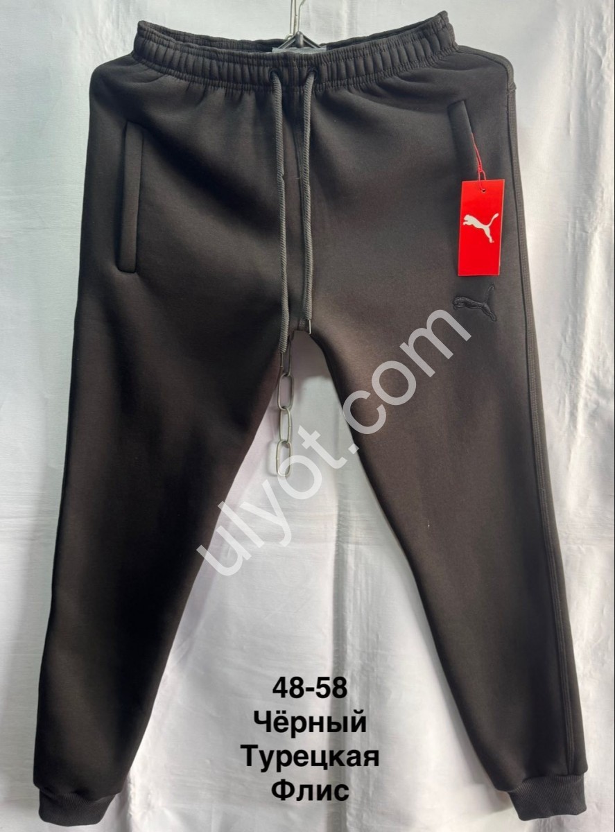 СПОРТ.ШТАНЫ P15 (48-58) ФЛИС МАНЖЕТ ЧЕРНЫЙ 