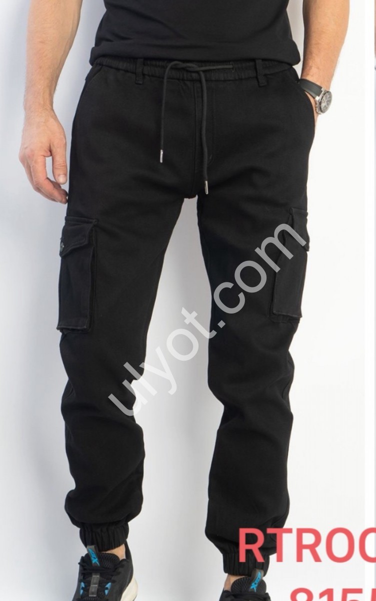ДЖИНСЫ RTROOSS (31-38) ФЛИС КАРГО ЧЕРНЫЙ 8155