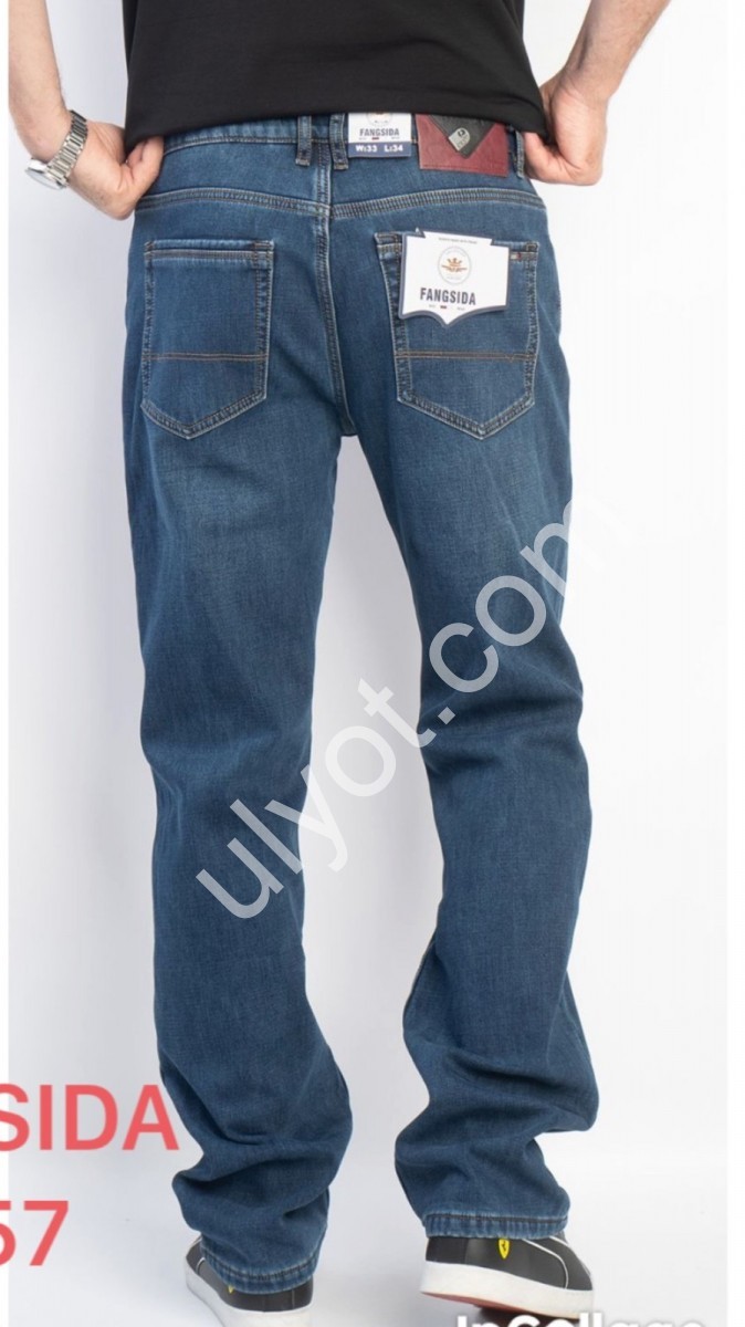 ДЖИНСЫ FANGSIDA (30-38) ФЛИС Т.СИНИЙ 8857