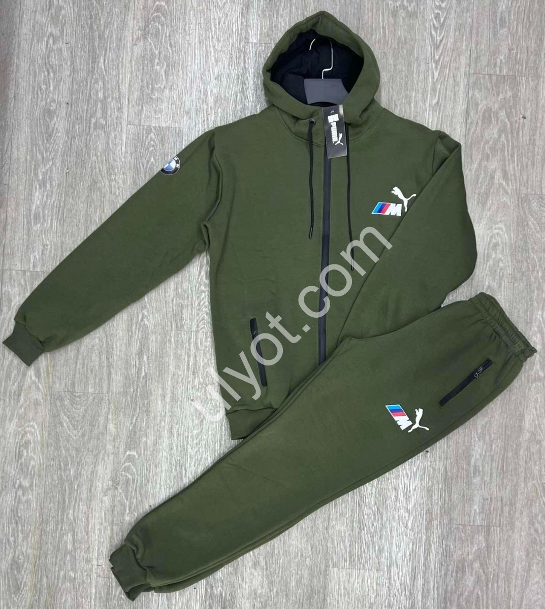 СПОРТ. КОСТЮМ P15 (M-3XL) ФЛІС МАНЖЕТ ХАКІ 466