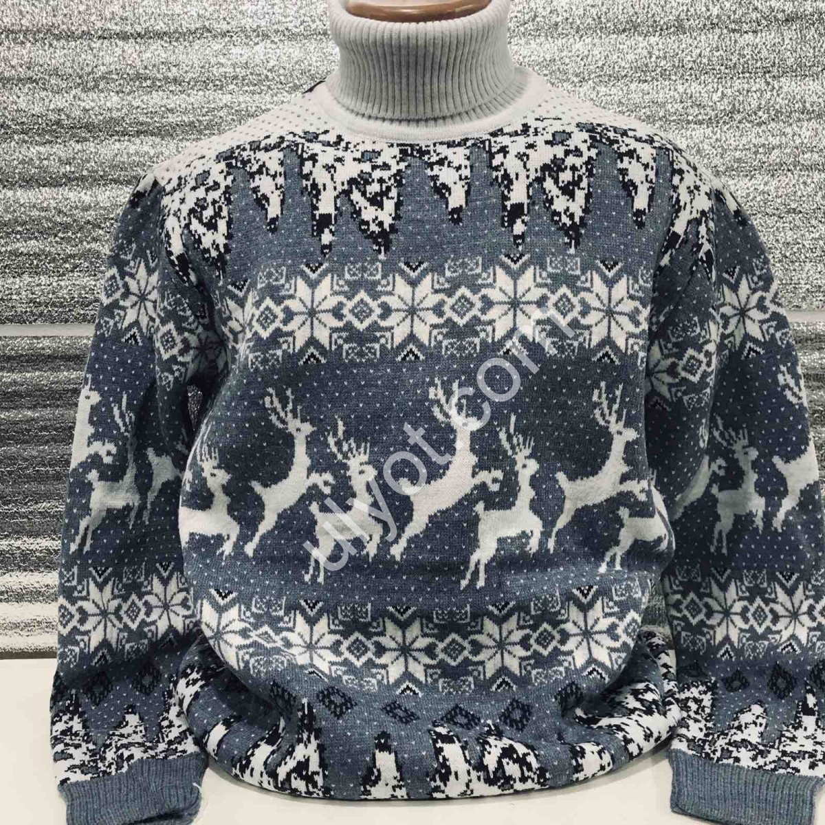 СВІТЕР AYZ (M-XL) СІРИЙ+БІЛИЙ ПІДВІР 603