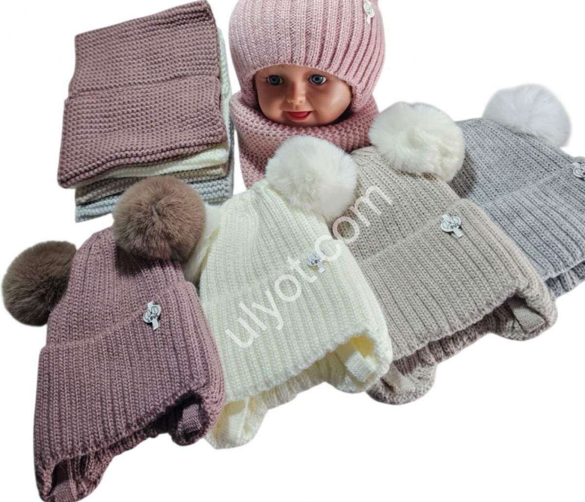 ШАПКА+ХОМУТ LOVE (ONE SIZE 50-52) ФЛИС МИКС 