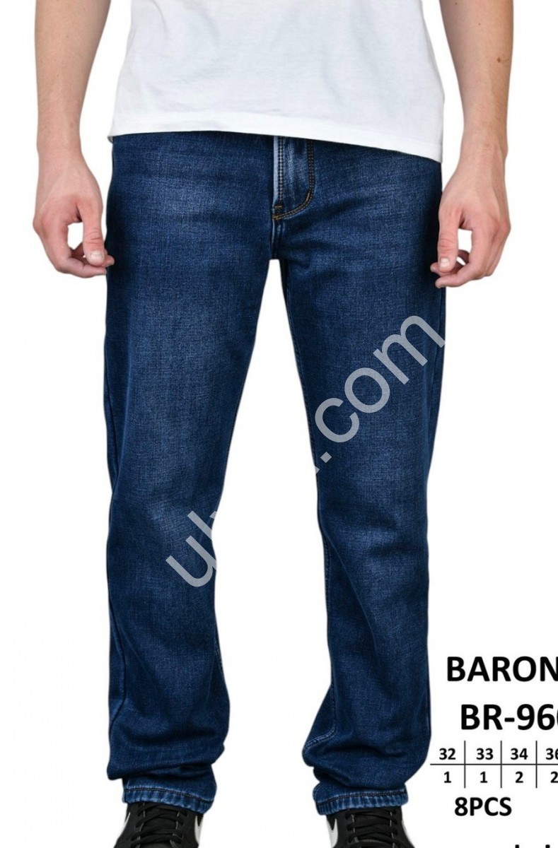 ДЖИНСЫ BARON (32-40) ФЛИС Т.СИНИЙ BR9609F