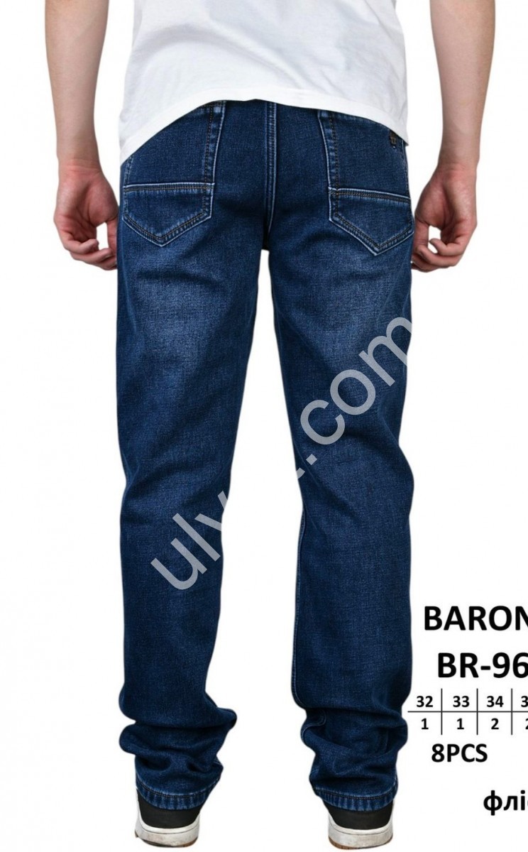 ДЖИНСЫ BARON (32-40) ФЛИС Т.СИНИЙ BR9609F