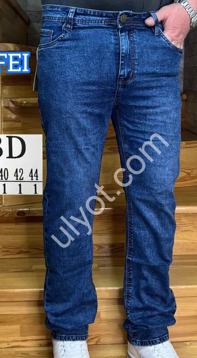 ДЖИНСЫ LONGFEI (34-44) Т.СИНИЙ 383D