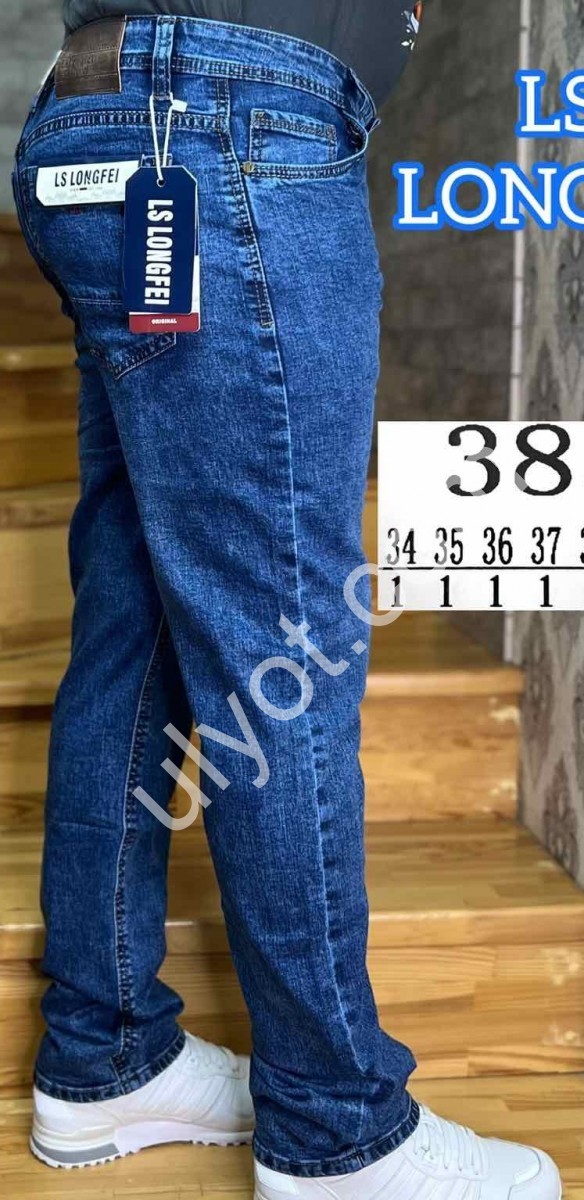 ДЖИНСЫ LONGFEI (34-44) Т.СИНИЙ 383D
