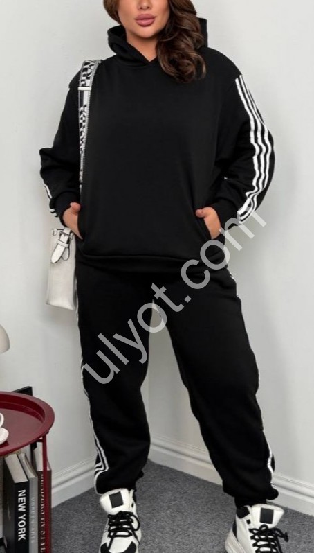 КОСТЮМ (50-62) ФЛІС МАНЖЕТ ЧОРНИЙ 220