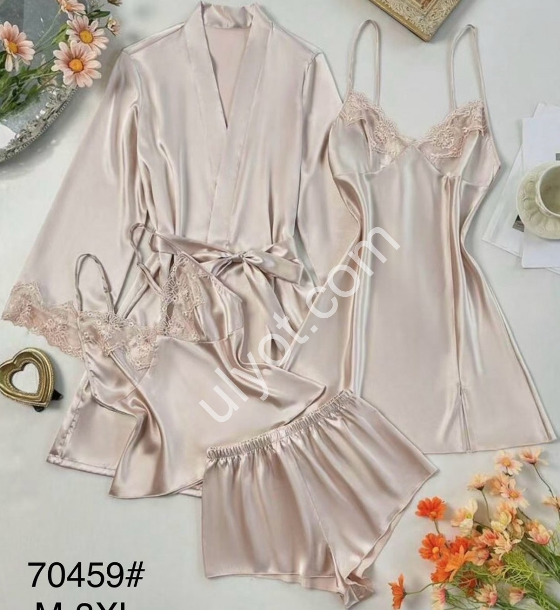 ПИЖАМА 4КА (M-3XL) БЕЖ 70459