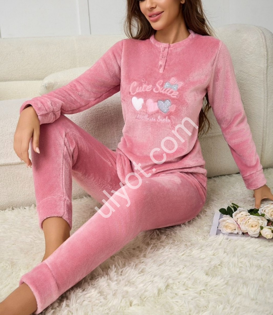 ПИЖАМА СЕРДЦА (M-3XL) РОЗОВЫЙ 70371