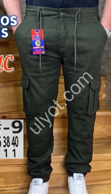 ДЖИНСЫ AVIWGOS (30-40) ФЛИС КАРГО ХАКИ 719-9