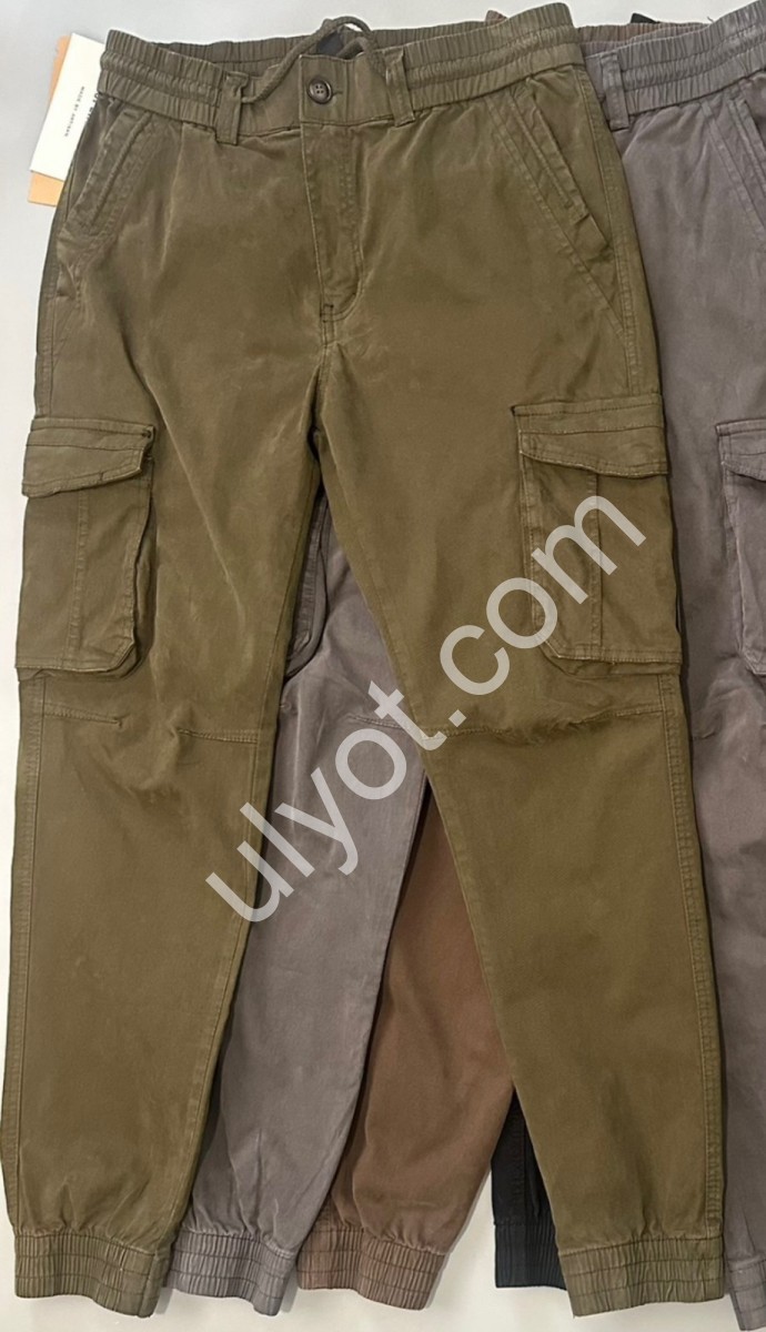 ДЖИНСЫ (34-44) КАРГО ЧЕРНЫЙ 1690/5