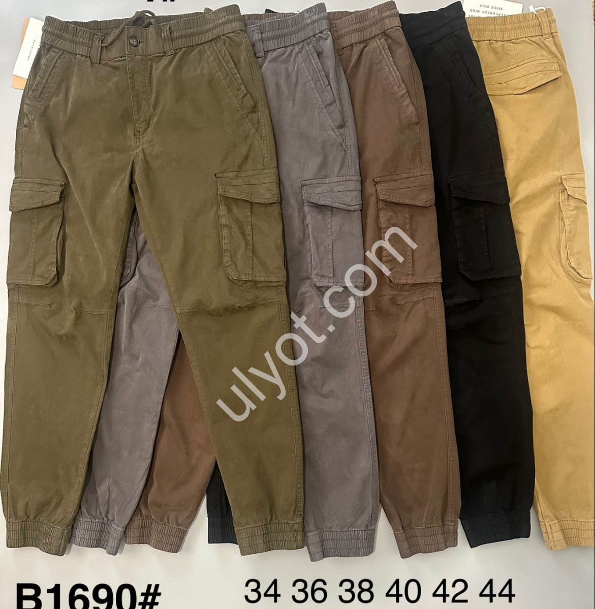 ДЖИНСЫ (34-44) КАРГО ЧЕРНЫЙ 1690/5