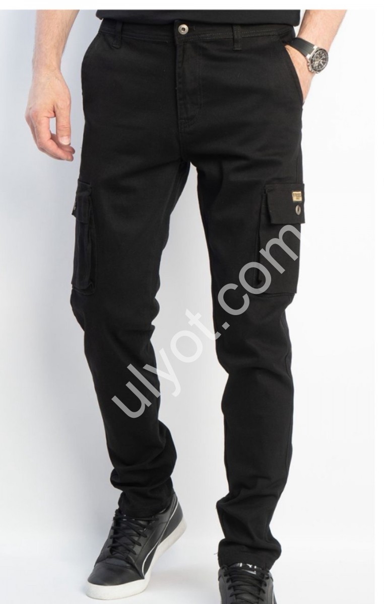 ДЖИНСЫ RTROOSS (29-36) КАРГО ЧЕРНЫЙ 8083-1