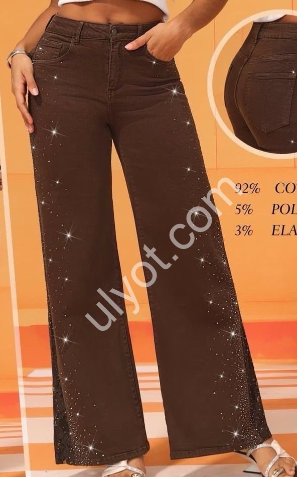 ДЖИНСИ M.SARA (XS-XL) СТРАЗИ ШОКОЛАД 3869-60