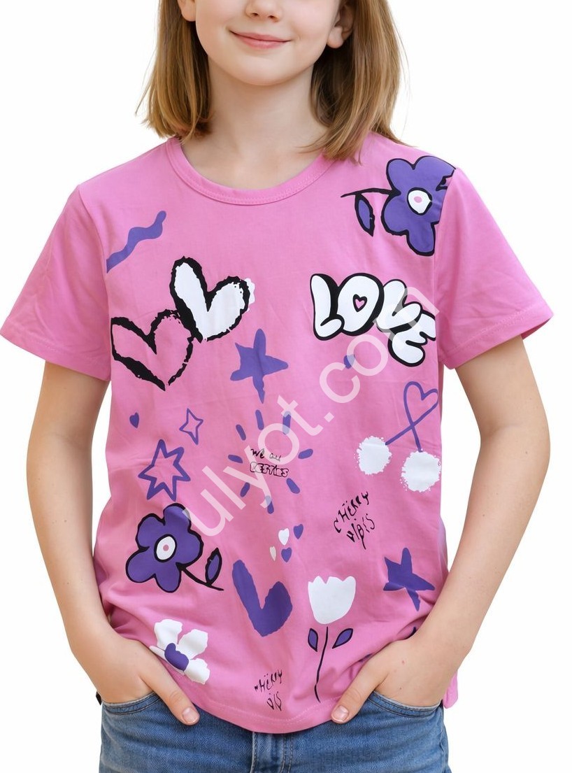 ФУТБОЛКА  (7-12 ЛЕТ) LOVE РОЗОВЫЙ 