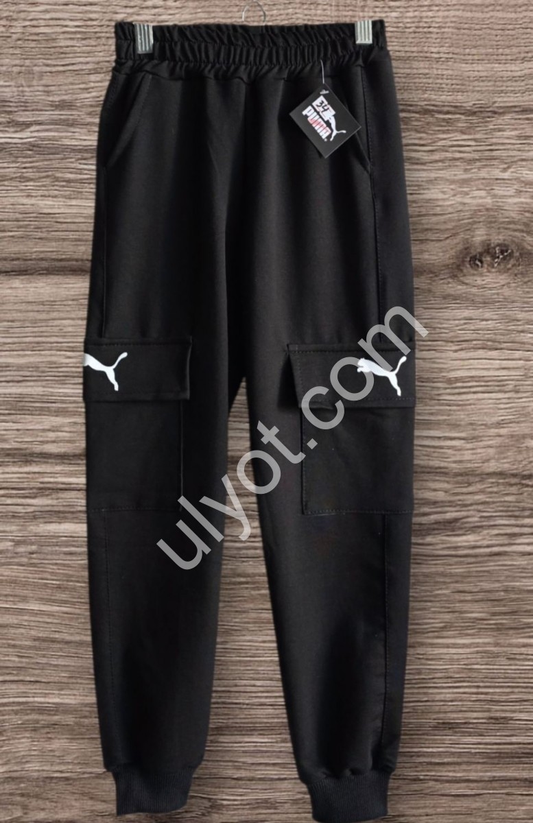 СПОРТ. ШТАНЫ P15 (7-12 ЛЕТ) МАНЖЕТ ЧЕРНЫЙ 