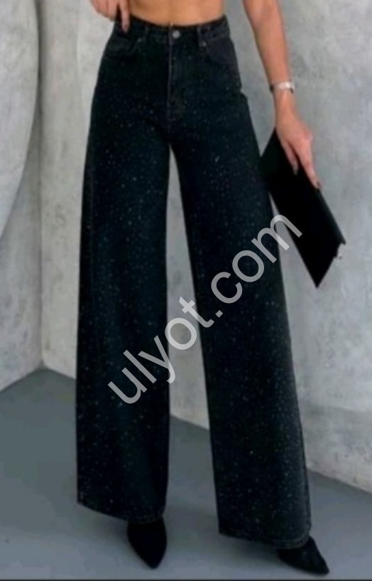 ДЖИНСЫ ZEO BASIC (34-42) СТРАЗЫ ГРАФИТ 4452