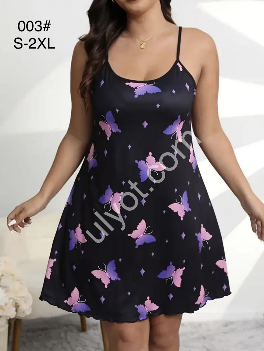 НОЧНУШКА БАБОЧКИ (S-2XL) ЧЕРНЫЙ 003