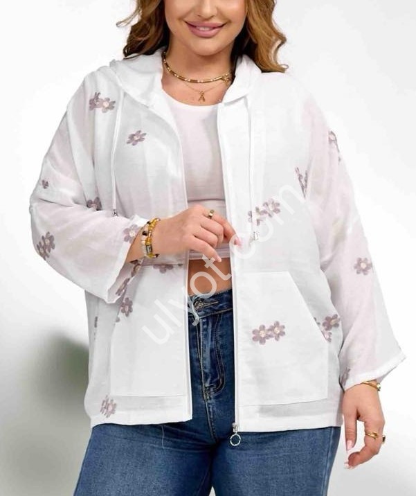 КОФТА JJF (XL-4XL) КВІТИ БІЖ 2395