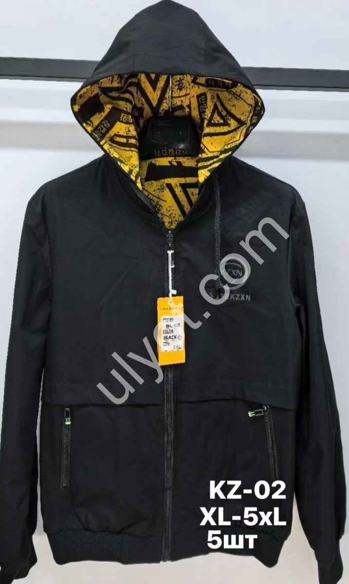 ВЕТРОВКА (XL-5XL) ЧЕРНЫЙ KZ-02