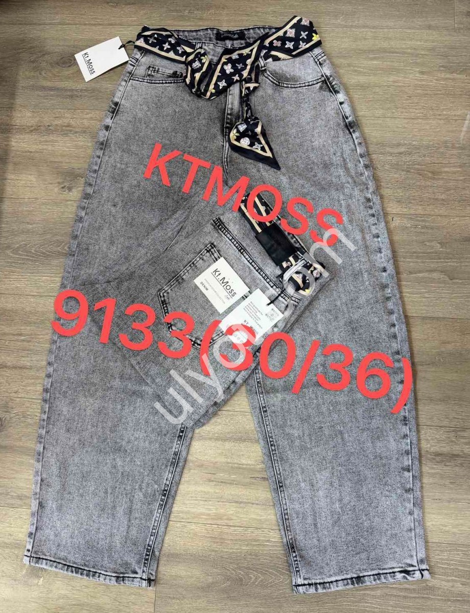 ДЖИНСЫ KT.MOSS (30-36) СЕРЫЙ 9133