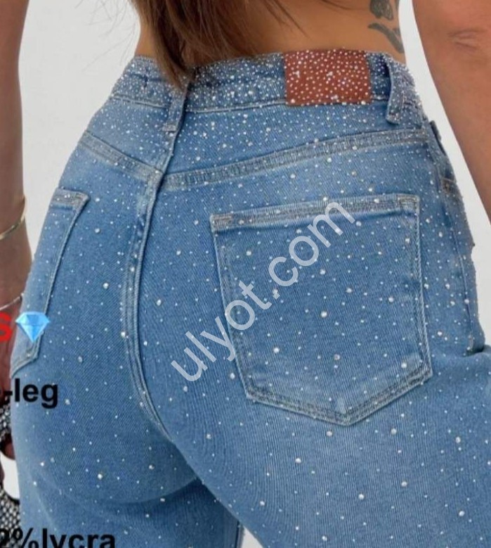 Фото 1 ДЖИНСЫ ZEO BASIC (34-42) СТРАЗЫ ГОЛУБОЙ 5265